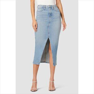 Hudson Jeans Fashion maxi denim skirt slit blue midi faded modest Mars new 29 8